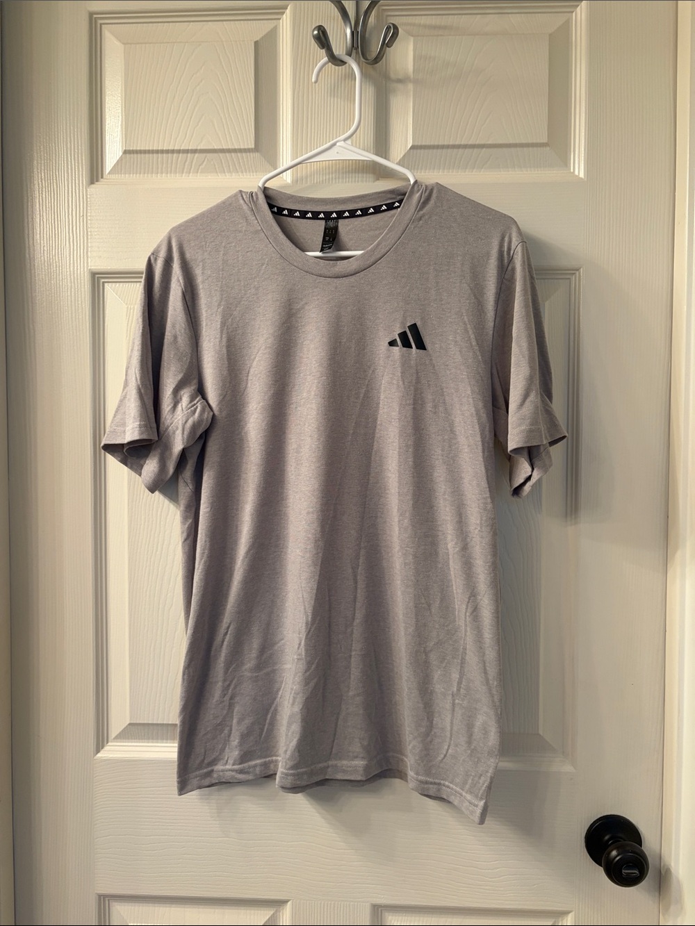adidas Light Gray Short Sleeve Crew Neck T-Shirt with Small Logo